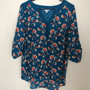 Blue floral top.